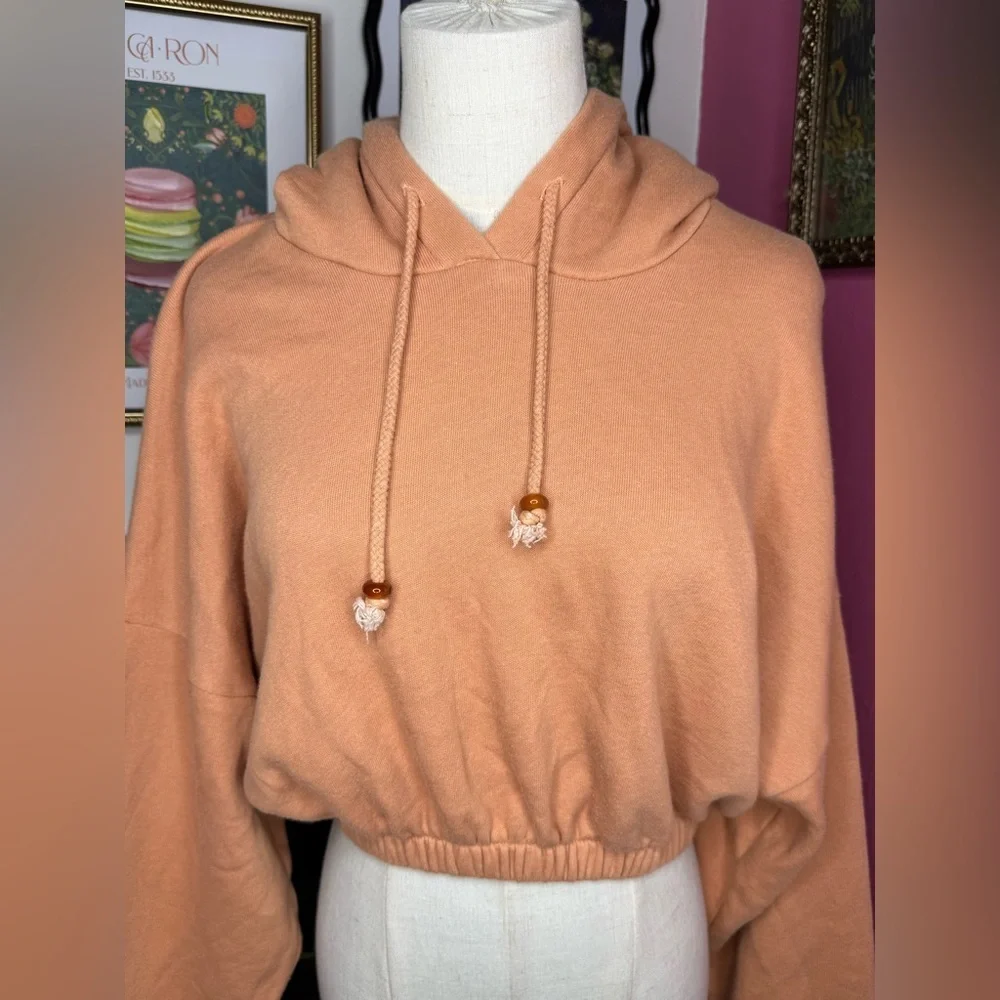 DONNI. Women’s Vintage Fleece Gem Cropped Hoodie in Penny Sz XS